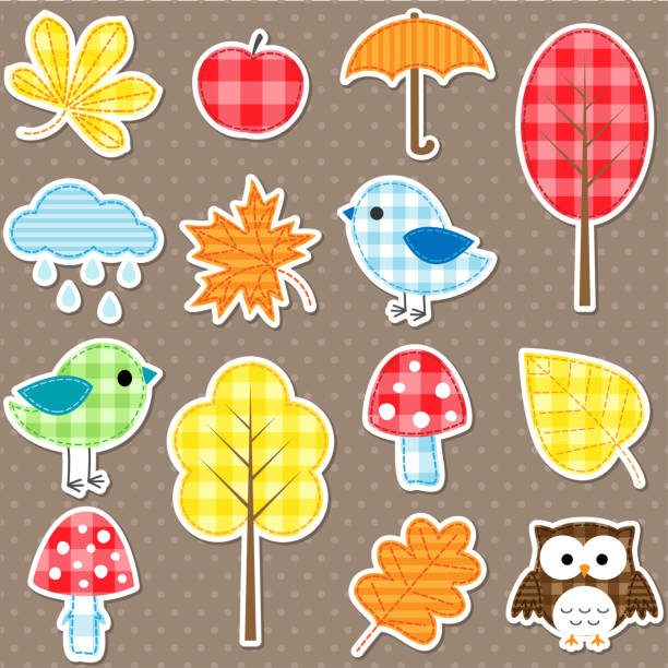осень - cloud mushroom fungus cartoon stock illustrations