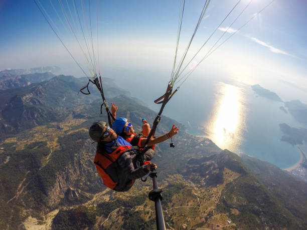 Tandem jump in paragliding.