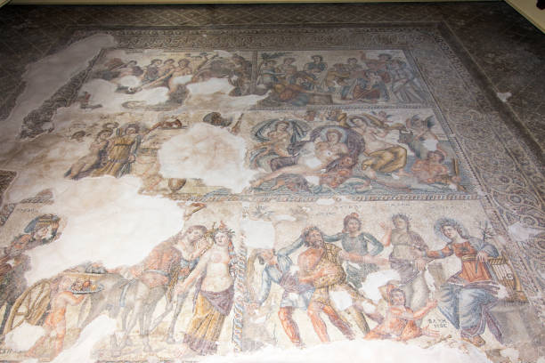 istock Paphos Cyprus 1 March 2018: Paphos archaeological park mosaics 1141695757