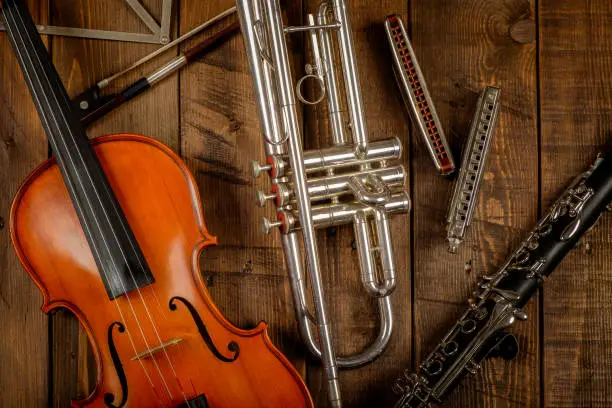 Photo of musical instruments close-up