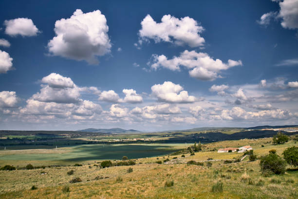 beautiful landscape with a cloudy sky on a spring day