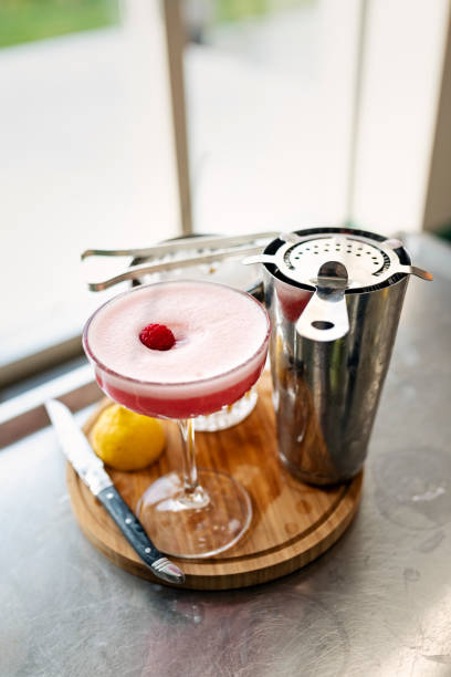 istock Making a Clover Club Cocktail. 1141700231