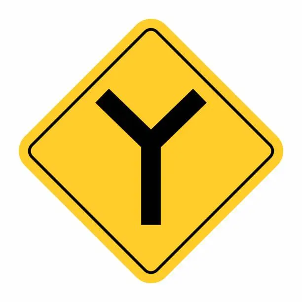 Vector illustration of Y -Junction Traffic Road Sign