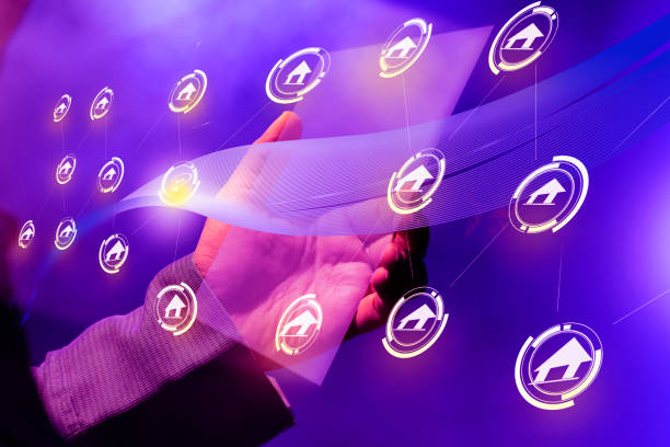 istock Businessman build their business and economic networks using virtual digital tablets, isolated on blue shades and net waves. 1141702457