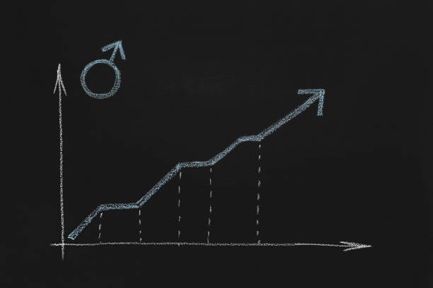 istock Male gender symbol with growing graph on chalkboard 1141705928