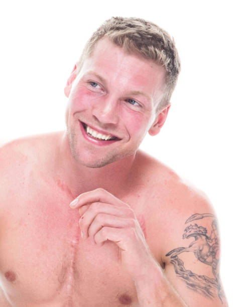 istock Shirtless man crouching and relaxing 1141714834