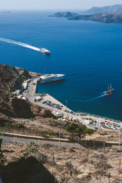 istock Athinios port from above, Santorini 1141717062