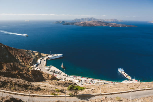 istock Athinios port from above, Santorini 1141718102