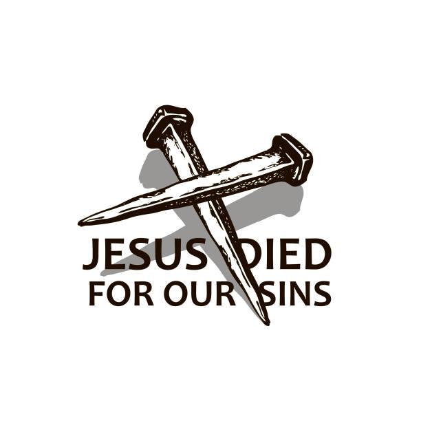jesus nails icon black icon of jesus nails isolated on white background nail cross stock illustrations
