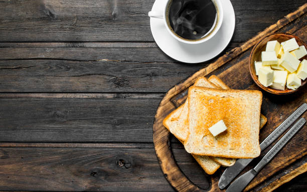 istock Toasted bread with butter and coffee. 1141727175