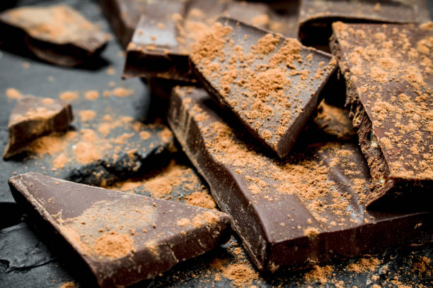 istock Chocolate slices sprinkled with cocoa powder. 1141727712