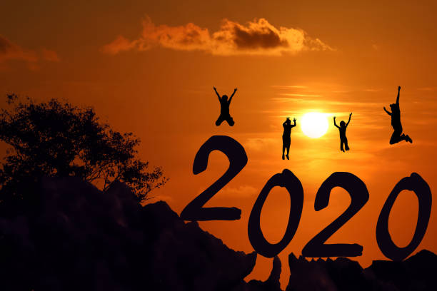 istock New year 2020 silhouette background concept 1141728352