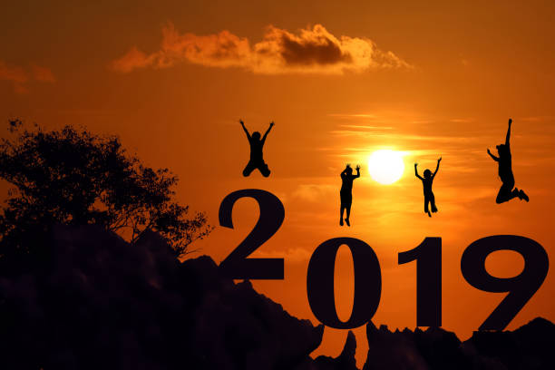istock New year 2019 silhouette background concept 1141728390