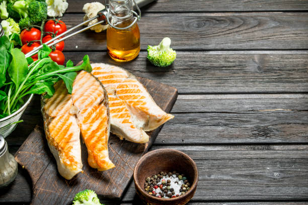 istock Grilled salmon steaks with spices. 1141729466
