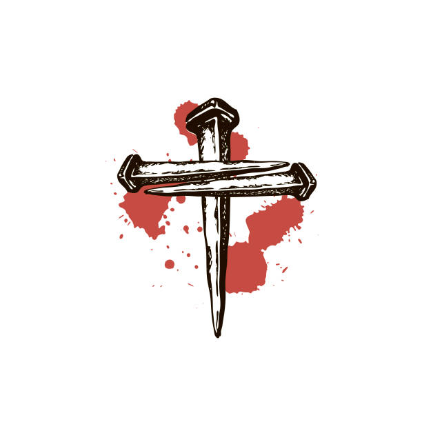jesus nails icon black icon of jesus nails isolated on white background nail cross stock illustrations