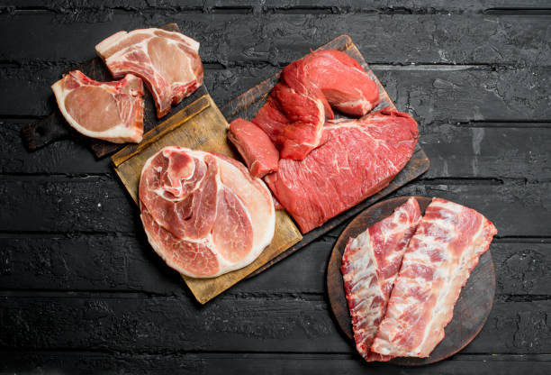 istock Raw meat. Different kinds of pork and beef meat. 1141731286