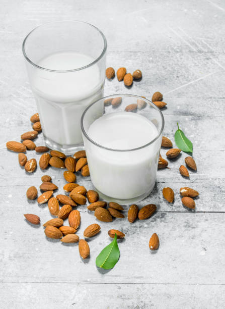 istock Almond milk in a glasses . 1141733207