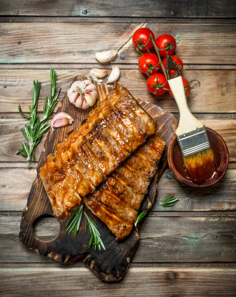 istock Grilled ribs with tomato sauce and garlic. 1141735429