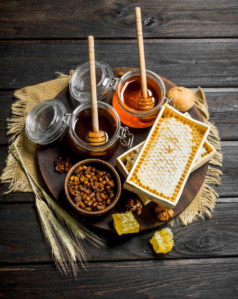istock Assortment of different types of honey. 1141736225