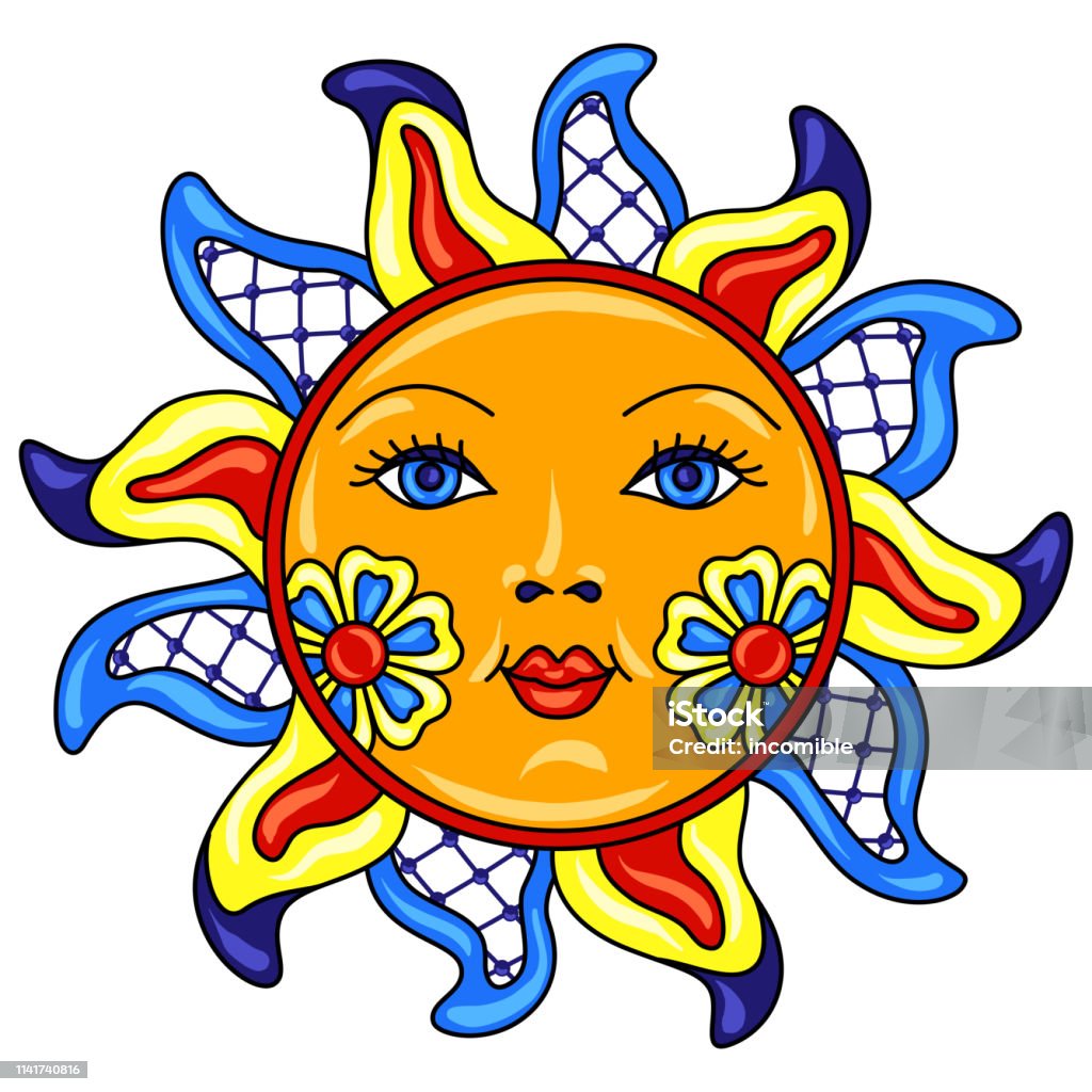 Ilustración de Sol Mexicano Con Flores Ornamentales y más Vectores Libres  de Derechos de México - México, Luz del sol, Patrones visuales - iStock