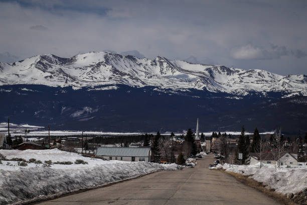 Panorama of Leadville in USA Looking towards the city of Leadville in Colorado, USA. View towards the mountains in the background. leadville stock pictures, royalty-free photos & images