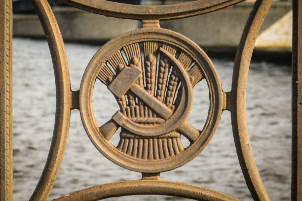 Metal hammer and sickle.