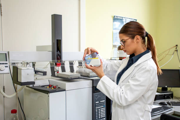 istock Working on chromatography with liquid woman in laboratory 1141749479