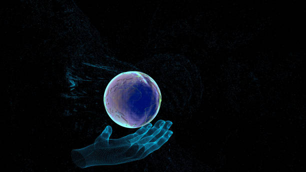 istock Global connection concept with digital planet in hands. 3D illustration 1141749732