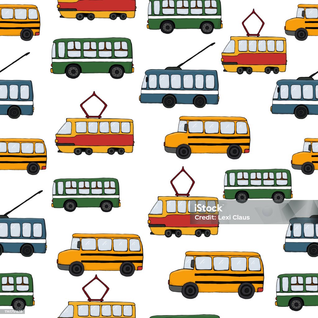 Bus Pattern Stock Illustration - Download Image Now - Art, Backgrounds ...