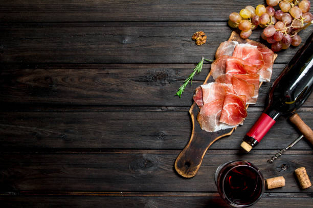 istock Traditional Spanish ham with red wine. 1141751967