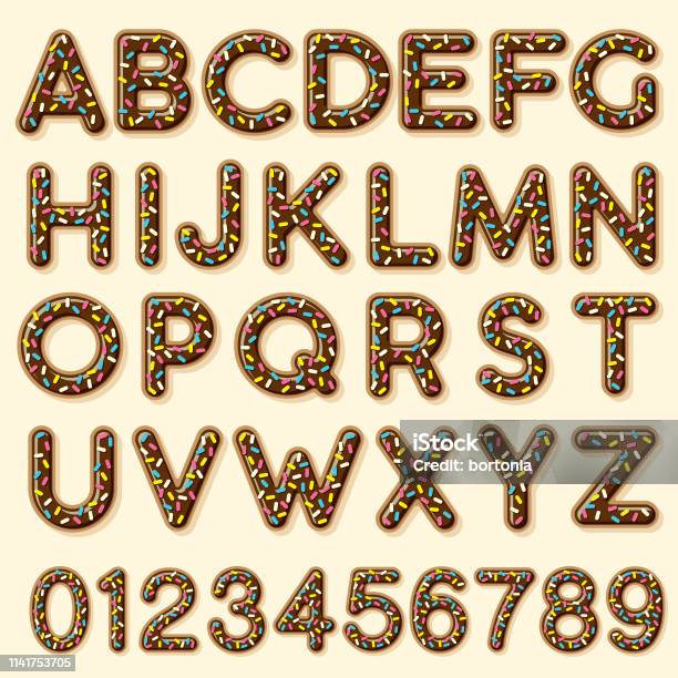 Glazed Chocolate Donut Alphabet Stock Illustration - Download Image Now - Chocolate, Alphabet, Text