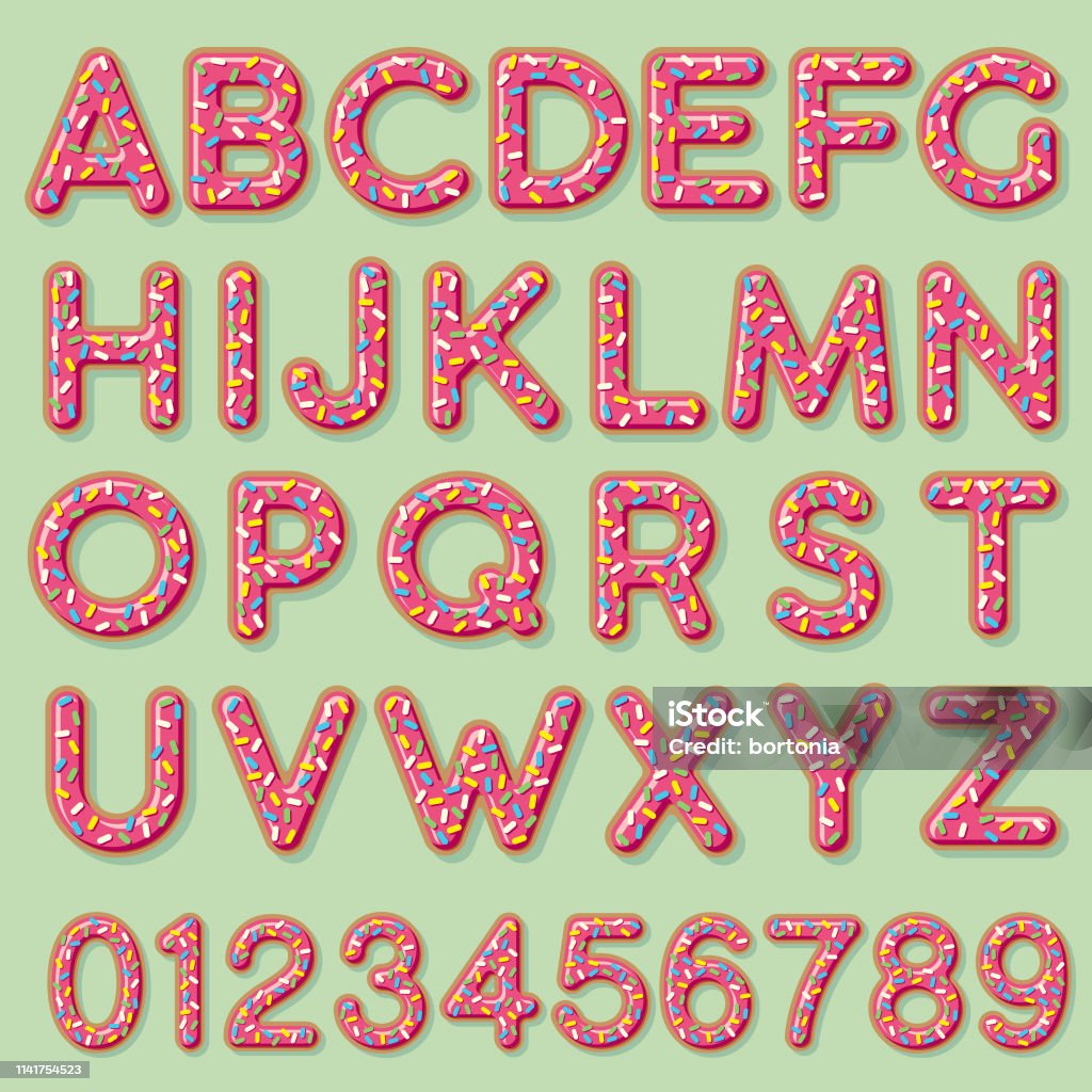 Glazed Strawberry Donut Alphabet A cute frosted donut letter. File is built in CMYK for optimal printing and can easily be converted to RGB. Background is a separate layer and easy to delete. Typescript stock vector