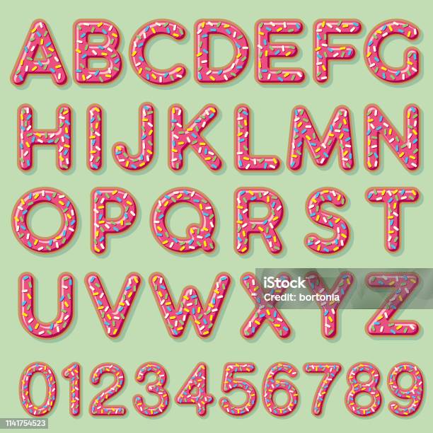 Glazed Strawberry Donut Alphabet Stock Illustration - Download Image Now - Typescript, Text, Sugar Sprinkles
