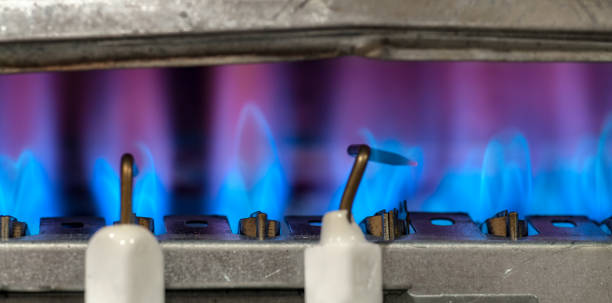 istock Gas burns in water heater. 1141755141