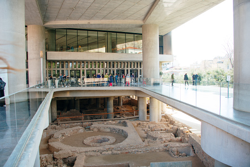 Athens, Greece. 22 March, 2019: The entrance of the Acropolis museum in Athens, Greece