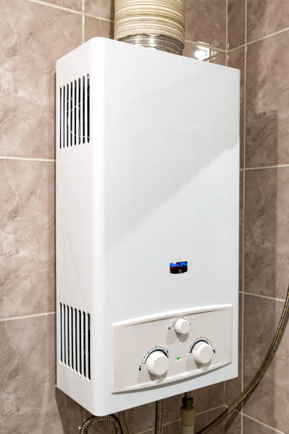 istock Gas burns in modern water heater 1141755488