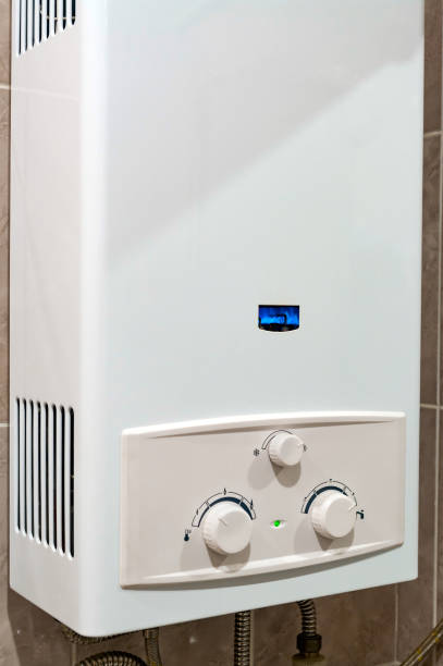 istock Gas burns in modern water heater 1141755499