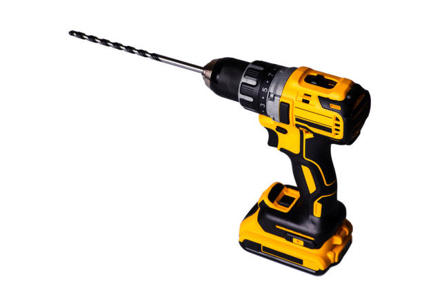 istock cordless drill and a drill on a white background 1141758106