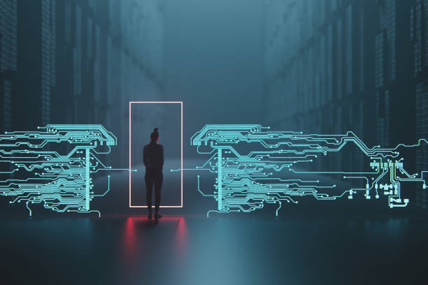 Woman and digital security points Woman and digital security points. This is entirely 3D generated image. security barrier photos stock pictures, royalty-free photos & images