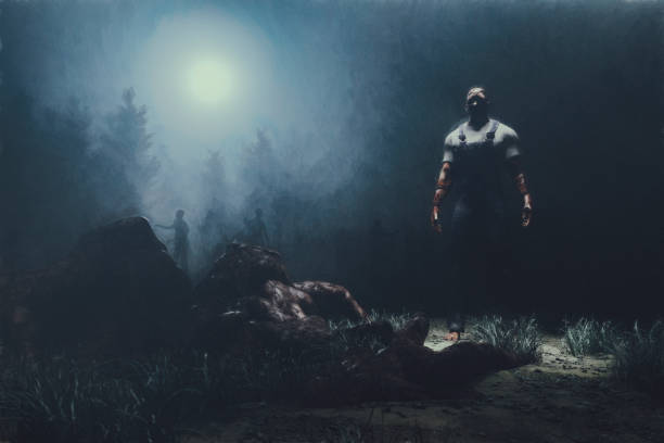 istock Zombies in the forest at night 1141760370