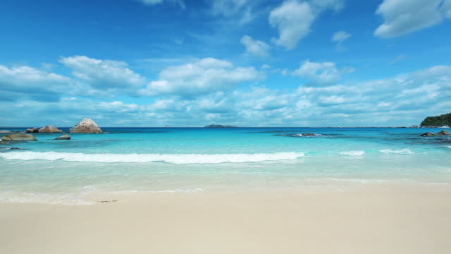 Calm seascape video background, Indian ocean, Seychelles, Praslin, Anse Lazio.