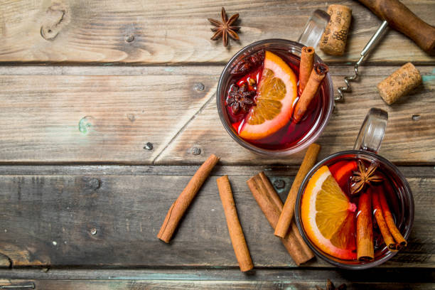 istock Mulled wine with aromatic seasonings. 1141766354
