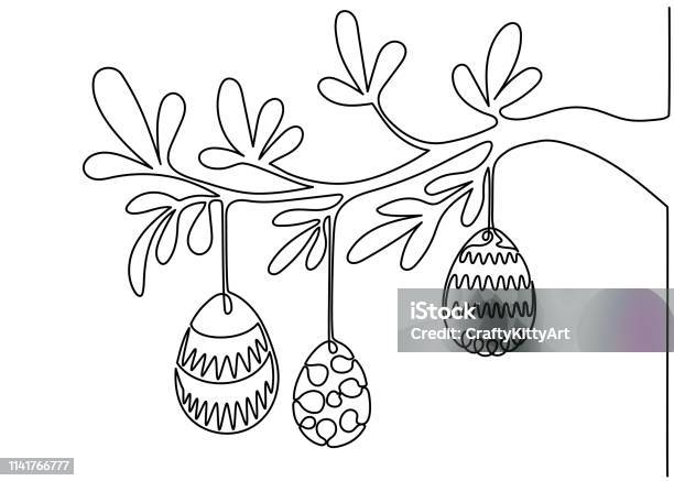 Continuous One Line Art Drawing Of Easter Eggs Stock Illustration - Download Image Now - Doodle, Holiday - Event, Abstract