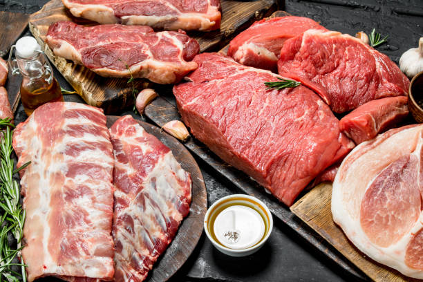 istock Raw meat. Different kinds of pork and beef meat. 1141768080
