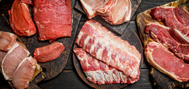 istock Raw meat. Different kinds of pork and beef meat. 1141768120