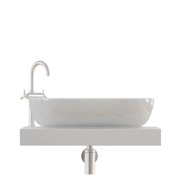 istock White sink with a tap for the bathroom on a white background 3d 1141769373