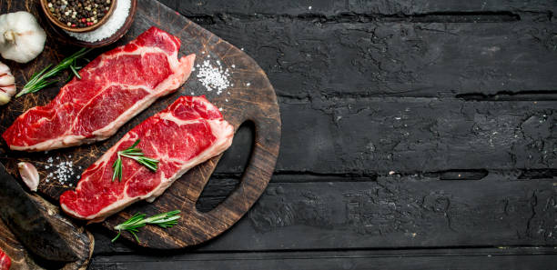 istock Raw beef steaks with spices. 1141770248
