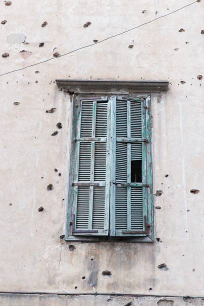 Old buildings of Beirut with bullet holes