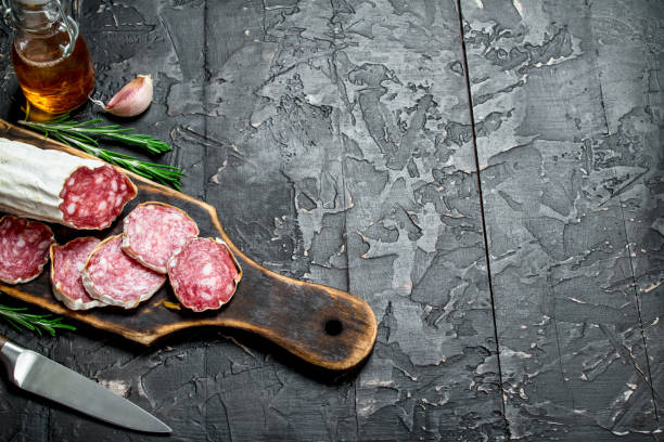 istock Salami with fragrant rosemary. 1141771045