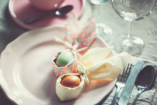 istock Prepare Easter meals with colorful dishes and Easter eggs 1141771137